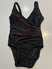 Vintage Longitude Red Black One Piece Swimwear Swimwear Womans 14