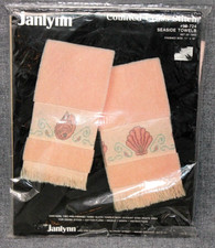 1986 JANLYNN Counted Cross Stitch Kit "Seaside Towels" 50-724, Makes 2 NEW
