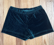 GK Elite Child Small S Forest Green Velvet Velour Gymnastics Cheer SHORTS