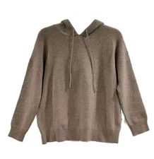 Zara Womens Large Cashmere Undyed Beige Pullover Hoodie 