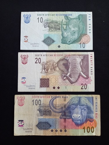 SOUTH AFRICA 10 + 20 + 100 (2005) RAND Banknotes - Circulated / Damaged