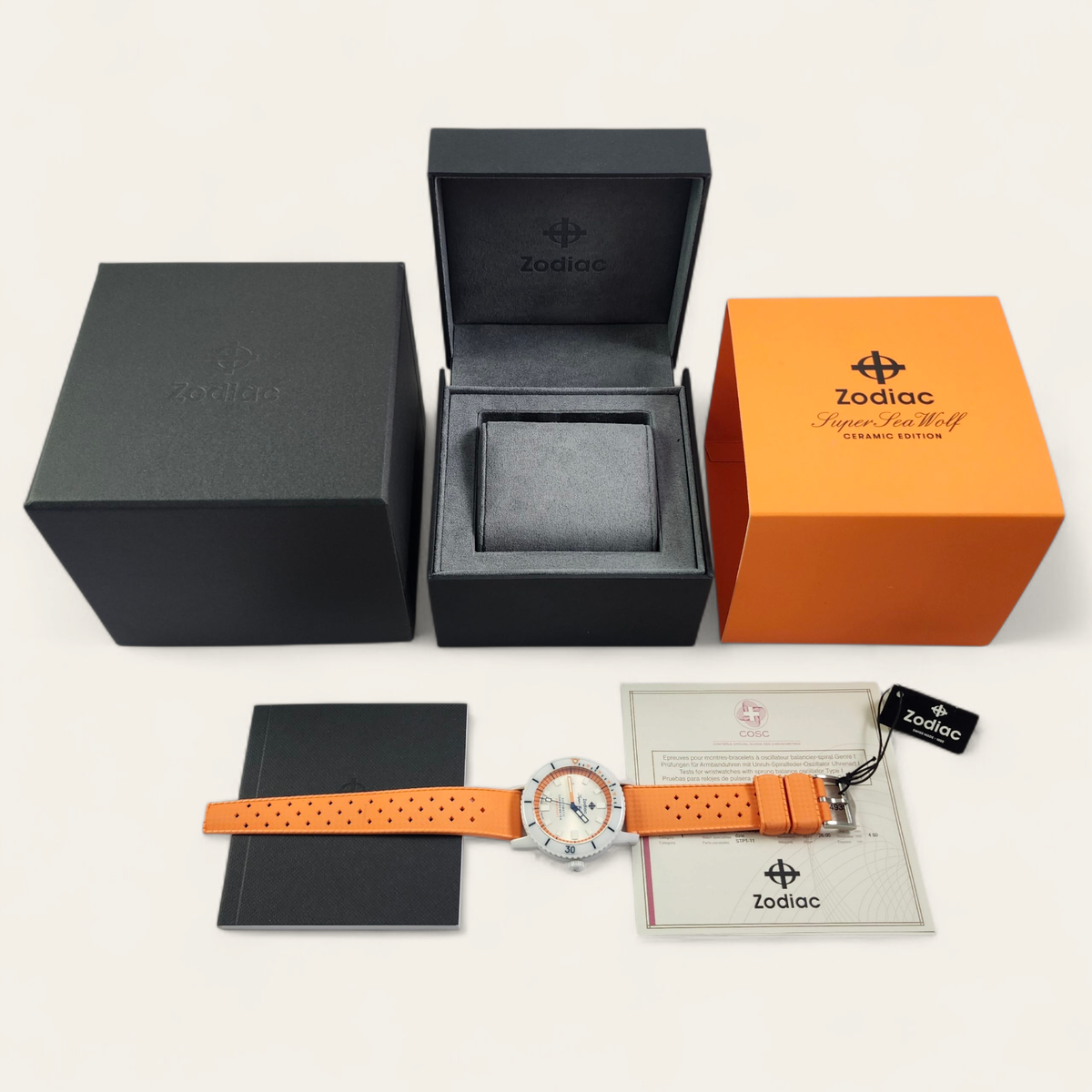 NEW Zodiac Super Sea Wolf Automatic Compression Orange Rubber Mens