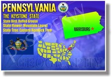 Pennsylvania Geography - NEW U.S State Travel POSTER