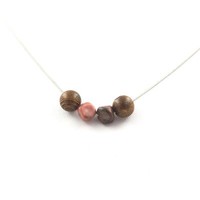 Steine Und MinéRaux. Halskette Rhodochrosit Du Brazilien + Holzperlen 8 MM Kette