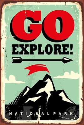 Blechschild 30x40 Go Explore Nationalpark Erkunden Sie den National Park Natur G