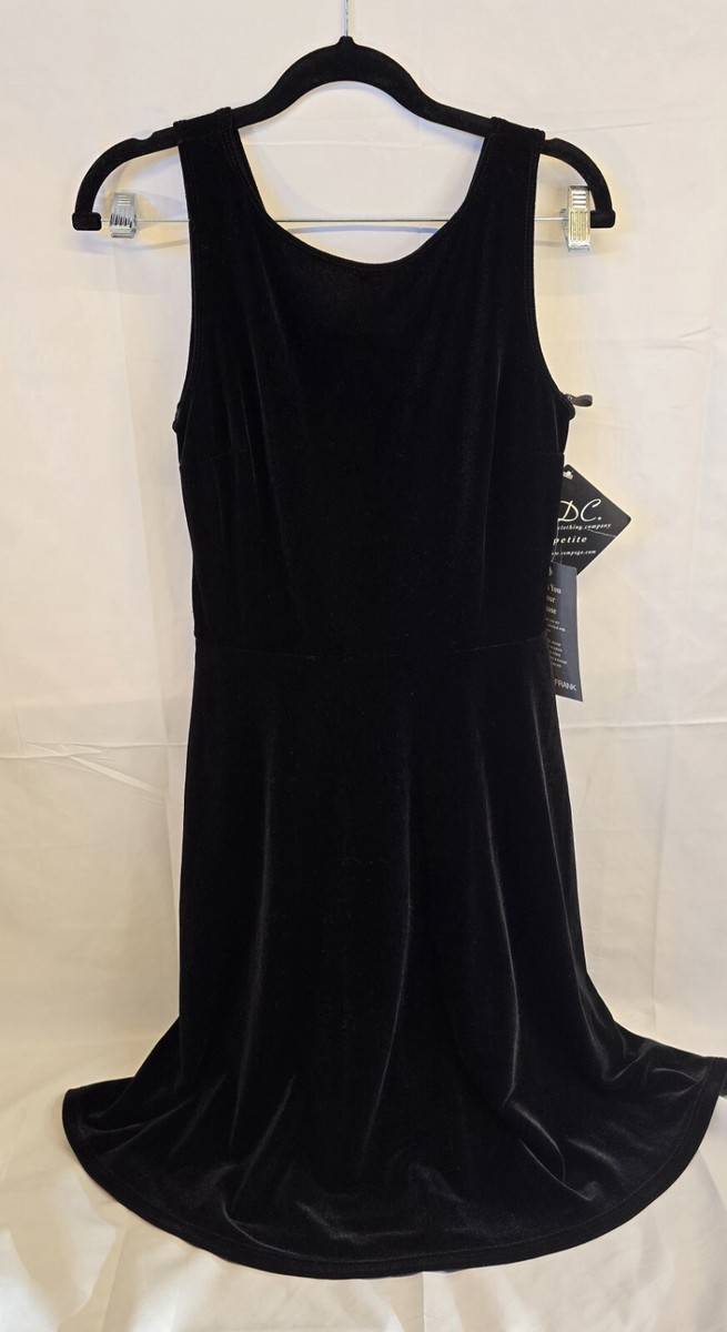 NWT CDC Petite Black Velvet Dress, Size M