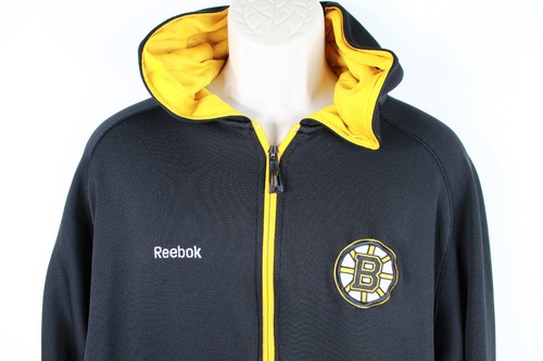 Boston Bruins Jacket Mens XL Black Yellow Full Zip Hooded NHL Hockey - Picture 2 of 10