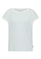 Cecil T-Shirt Crystal Mint S Boat Neck Streifen Damenoberteil Baumwolle