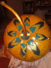 Hand Painted and Beaded Gourd (Native American - signed by artist 2008