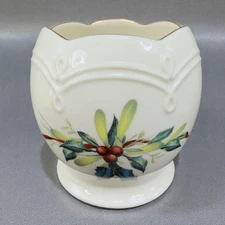 Lenox Winter Greetings Porcelain Footed Dish Bowl Vase Gold Trim Fine China Vase