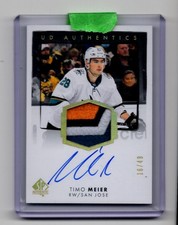 2022-23 SP Authentic UD Authentics Auto Patch Timo Meier Auto 16/49 San Jose