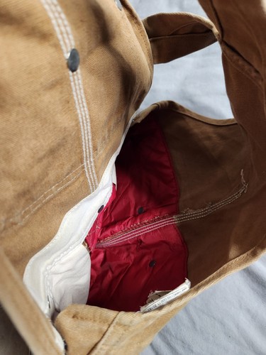 Vintage Carhartt Insulated Canvas Bib Overalls Youth Sz Small Brown Y09 BRN USA - Picture 6 of 12