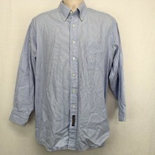 Tommy Hilfiger Mens 16.5 32/33 Large Button Down Shirt Blue Striped Long Sleeve