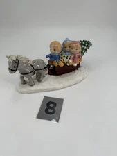 Vintage Byron Molds Christmas Horse Drawn Sleigh Musical White Christmas Ceramic