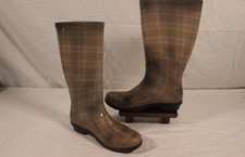 UGG Womens Plaid Waterproof Rain Boots Size 7 Brown Beige Rubber Sole Durable