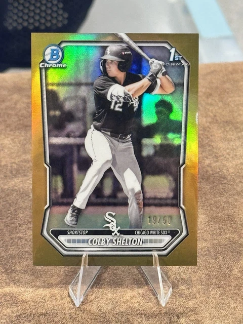 2026 Bowman Chrome Colby Shelton 1st True Gold Refractor #BCP-144 White Sox /50