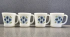 Vintage Anchor Hocking Fire King Coffee Mugs Swiss Chalet, Milk Glass, Set of 4