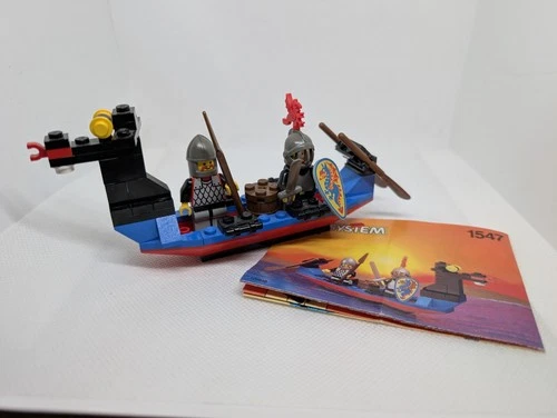 LEGO Castle 1547 Black Knights Boat 100% Complete W/Instructions Good Shape