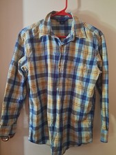 GAP Shirt Kids XXL Husky Yellow Blue Button Down Long Sleeve Gapkids