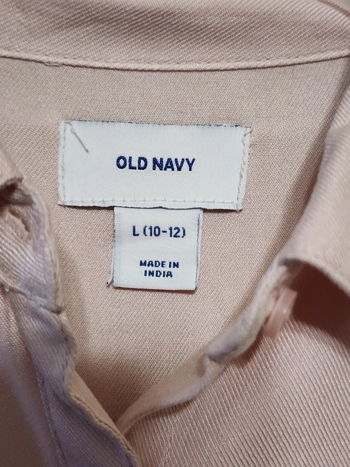 Camisa antigua azul marino para niña rosa con botones bordada mangas florales talla L (10-12) Foto 4 de 4