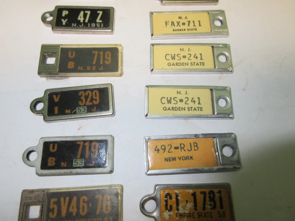 Vintage Lot of 16 Tag DAV License Plate Keychain New Jersey New York 1949 - 1961 - Image 3 of 4