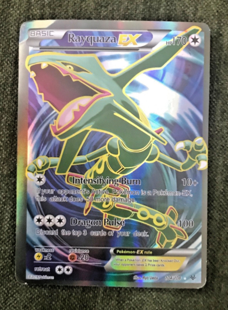 Rayquaza EX (104 Full Art) 104/108 Roaring Skies Holo Pokemon trading card