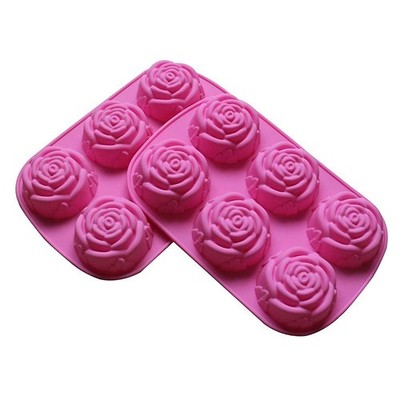 2 Pcs 6-Cavity Silicone Rose Mold Flower Shape Ice Cube Mold for Cake Soap