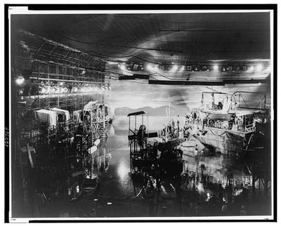 Photo:''Shooting'' a ship scene on the Paramount lot