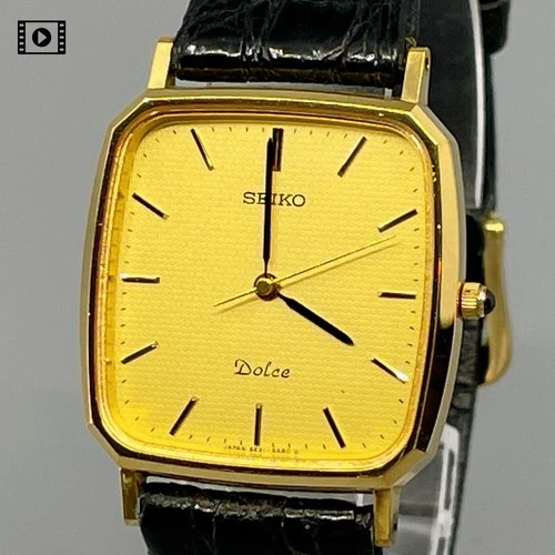 Vintage 1991 【N Mint】 Seiko Dolce 5E31-5A80 Gold Qz Mens Watch -Ships from US