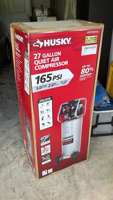#ad Husky 27 gal Quiet Oil Free Air Compressor 2HP 165 PSI 120V Portable $311.29