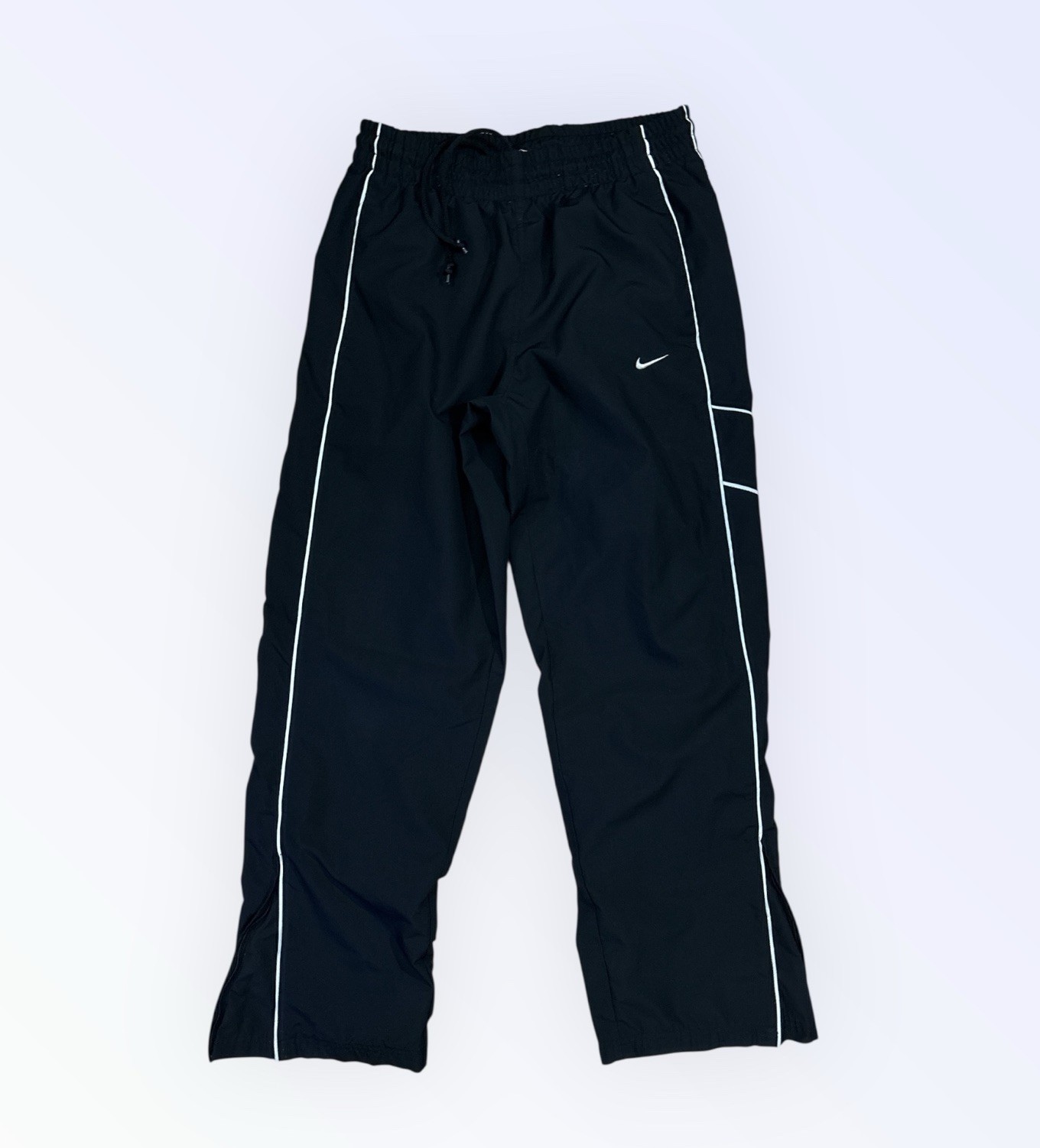 VINTAGE 90s NIKE TRACK PANTS MENS MEDIUM BLACK ZIPPERED ANKLES