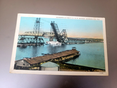 Jacksonville Fla.  Jacksonville &  F. E. C. R. R. Bridges White Border Postcard