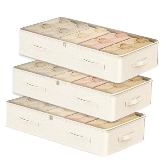 3 Pack Under Bed Storage Containers, Under the Bed Drawer Storage Organizer