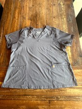 Carhartt Force Cross Flex Panel Scrub Top Womens 2XL Gray Modern Fit V Neck