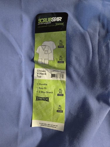 NWT-Scrubstar UNISEX Scrub Top size XL-Blue 2way Stretch-Chest 27.5"/L 28.5" - Picture 5 of 6