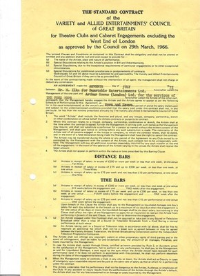 THE FOUR TOPS STANDARD CONTRACT 17/7/1975  VARIETY & ENTERTAINMENTS COUNCIL