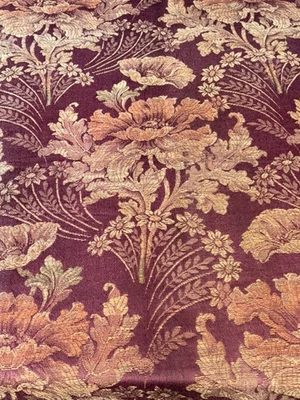 Tissu ancien ameublement jacquard Art Nouveau   larg 61 cm x H 235 cm  D232 - Photo 1/4