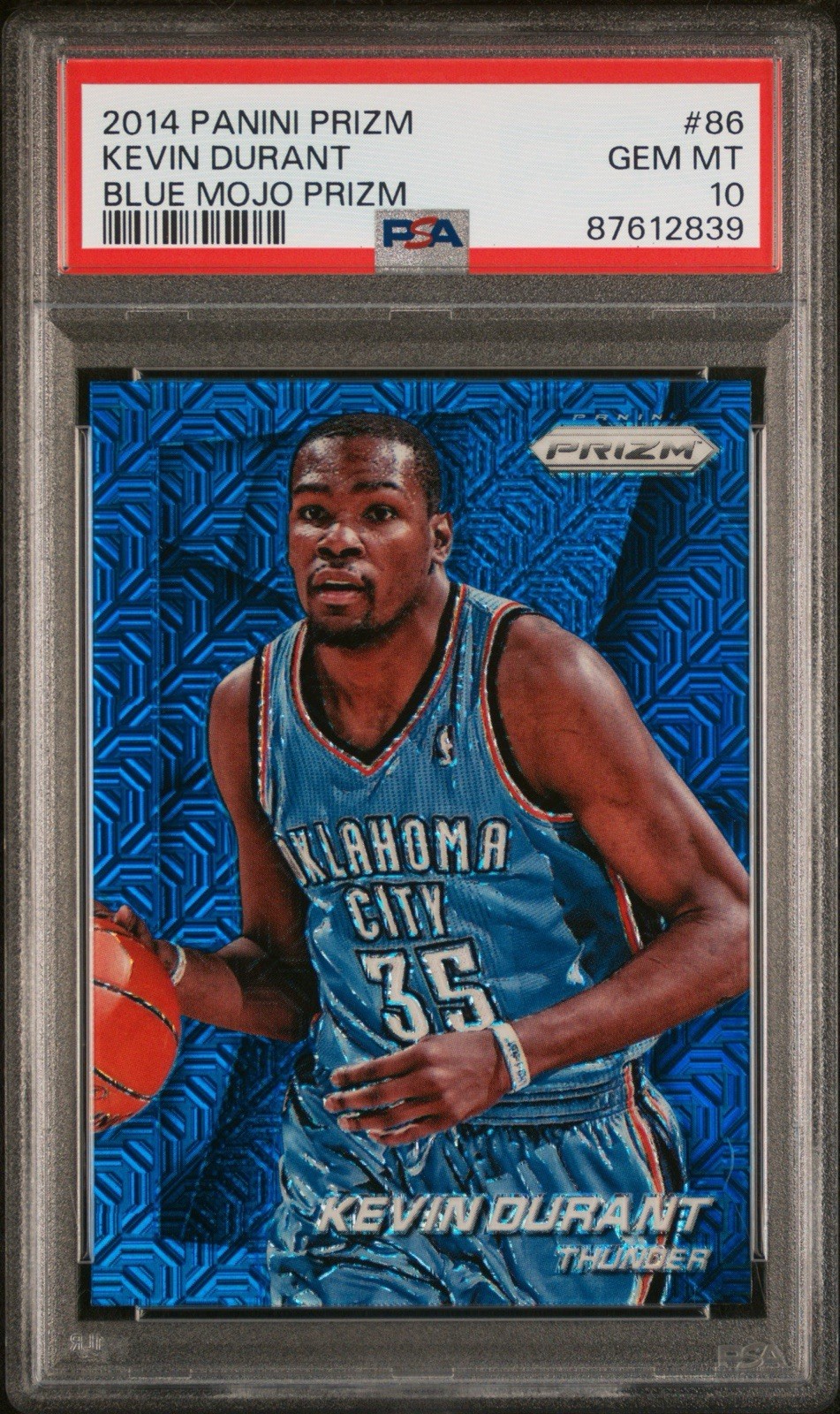 2014 PANINI PRIZM #86 KEVIN DURANT BLUE MOJO PRIZM PSA 10