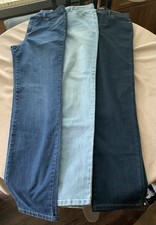 J.Jill Women's Straight Leg Blue Denim Jeans Size 14 Solid Regular Fit