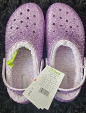 Crocs  Kids Classic Lined Chunky Glitter Clog KClog (Junior 5)
