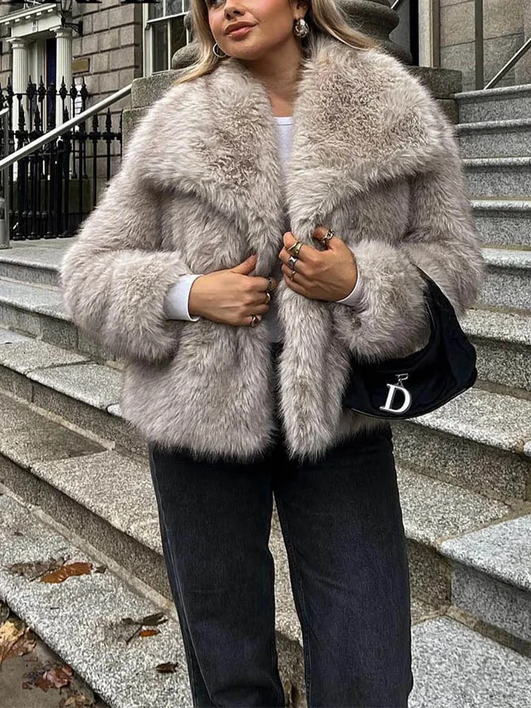 Women Cropped Faux Fur Jacket Snap Button Thick Winter Coat.
Opens in a new window or tab
