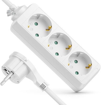 Multi-outlet 3-seater flat plug space saving cable 1.4m internal electrical extension