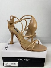 Nine West Women's Besasy 3 Beige Round Toe Strappy Dress Stiletto Heels Sz 9.5M