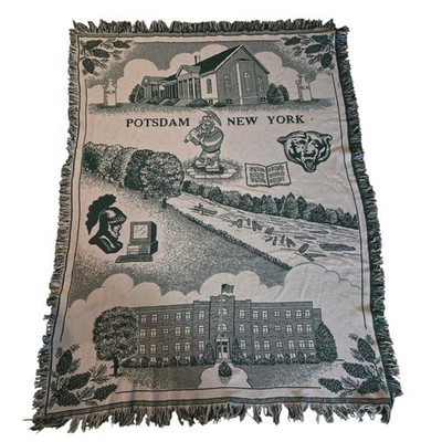 Potsdam NY TAPESTRY THROW BLANKET RARE 48X64