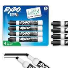 EXPO Dry Erase Markers, Low Odor Ink, Black, 4 Count Pack of 1 , Black