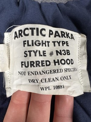 Vintage Arctic Parka Jacket Mens Large Blue N3B Flight Coat Furred 