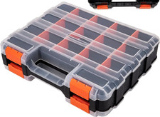 Tool Box Screw Organizer, 34-Removable Compartment Plastic Double Sided Small