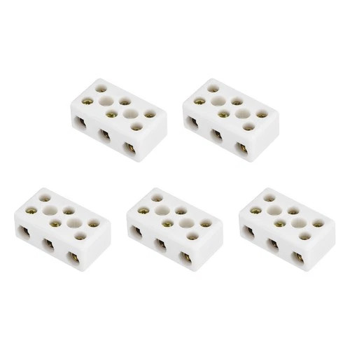 5Pcs 30A 3 Way Ceramics Terminal Blocks 46.5x26.7x19 mm for Electric Wire Cable