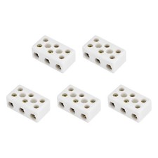 5Pcs 30A 3 Way Ceramics Terminal Blocks 46.5x26.7x19 mm for Electric Wire Cable