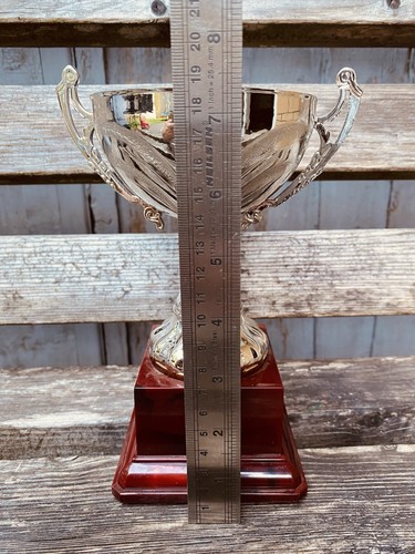 Silver Trophy Vintage Antique UnEngraved Plated Trophies Cup Award Movie Prop - Picture 5 of 24